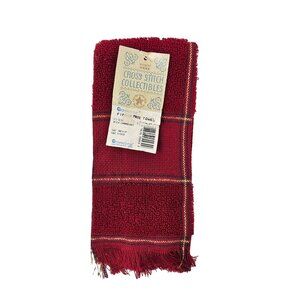 NEW Charles Craft Cranberry 14-Count Border Fingertip Towel Cross Stitch Plaid